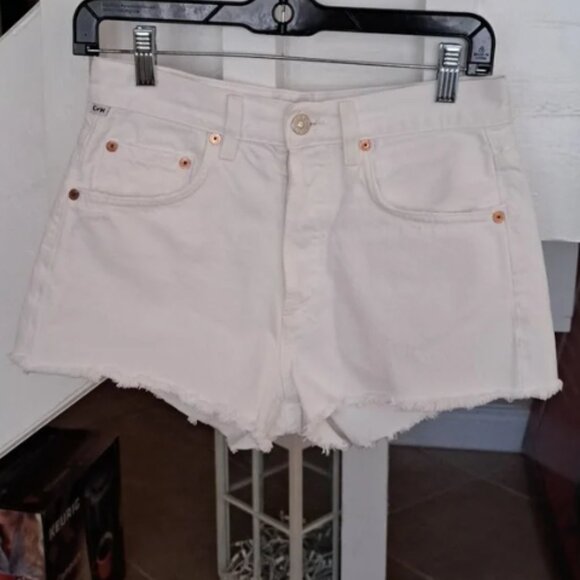 Citizens of Humanity Annabelle white Denim Shorts button up sz24 Excellent used - Picture 1 of 9